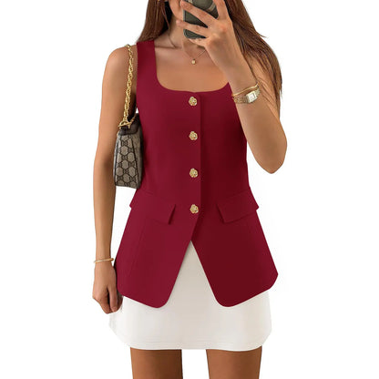 Elevate Your Style with the ZESICA Women's 2025 Summer Casual Sleeveless Blazer Vest - Perfect for Work and Play!
