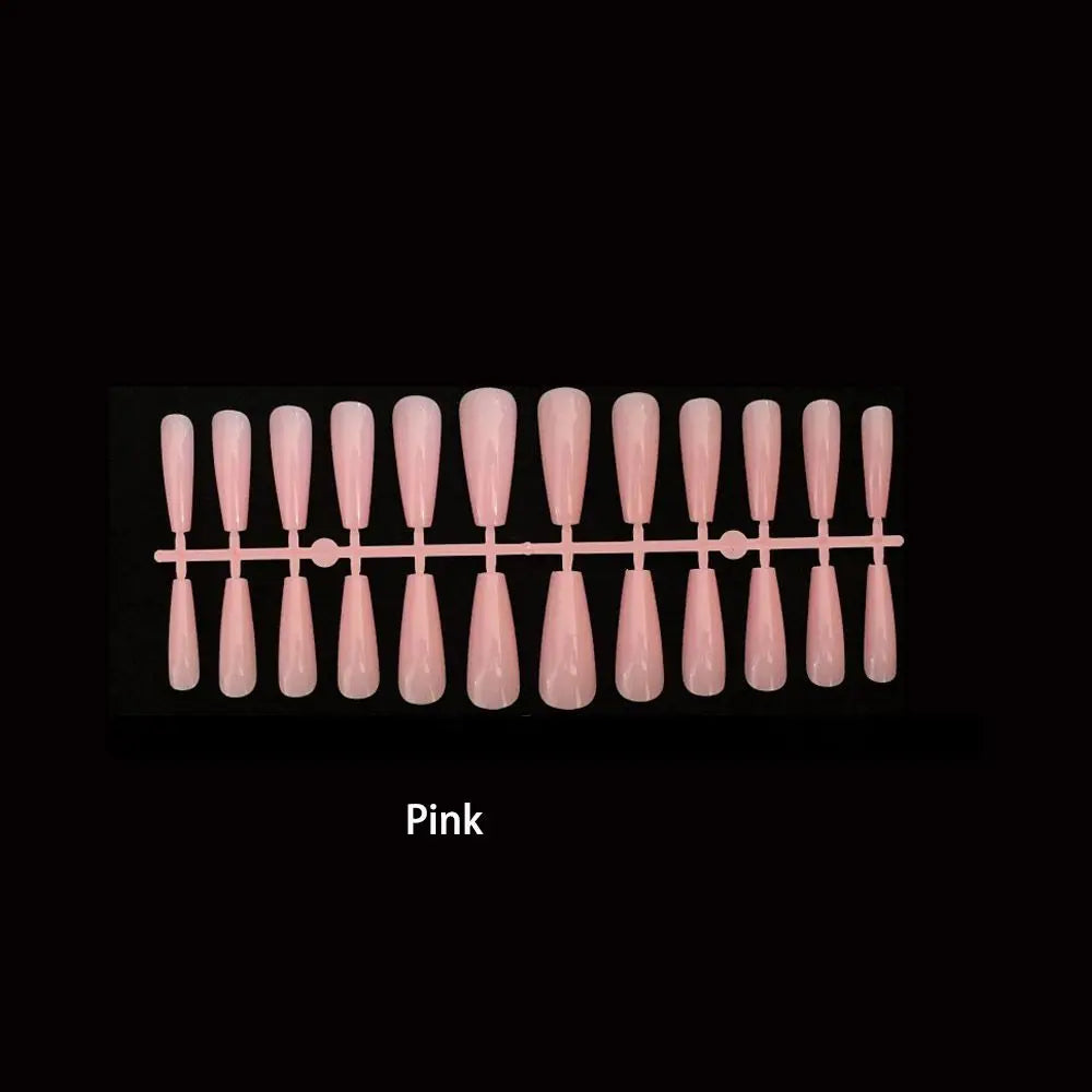Glamorous Pink Glitter French Short Fake Nails - 24Pcs Full Cover Press-On Nail Tips for Effortless Manicures
