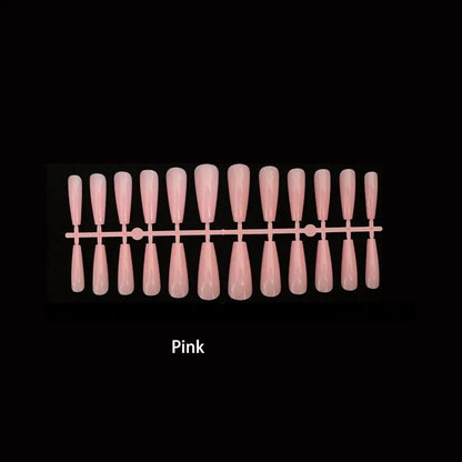 Glamorous Pink Glitter French Short Fake Nails - 24Pcs Full Cover Press-On Nail Tips for Effortless Manicures
