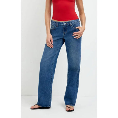 Pacsun Women'S Zoe Low Rise Girlfriend Jeans Medium Blue