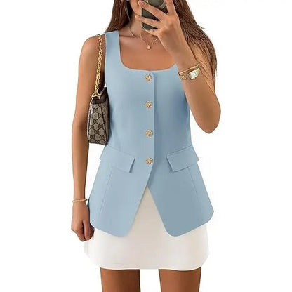 Elevate Your Style with the ZESICA Women's 2025 Summer Casual Sleeveless Blazer Vest - Perfect for Work and Play!