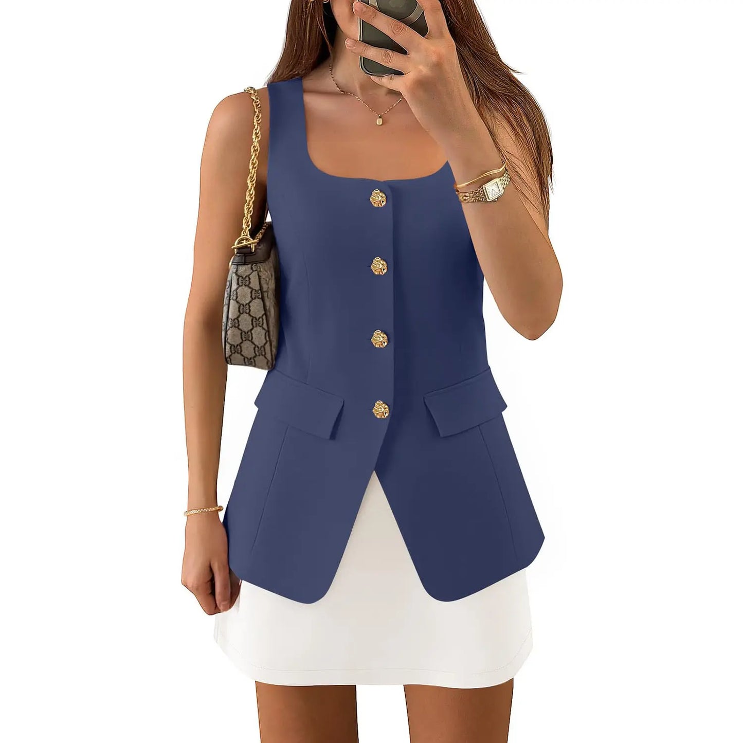 Elevate Your Style with the ZESICA Women's 2025 Summer Casual Sleeveless Blazer Vest - Perfect for Work and Play!