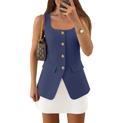 Elevate Your Style with the ZESICA Women's 2025 Summer Casual Sleeveless Blazer Vest - Perfect for Work and Play!