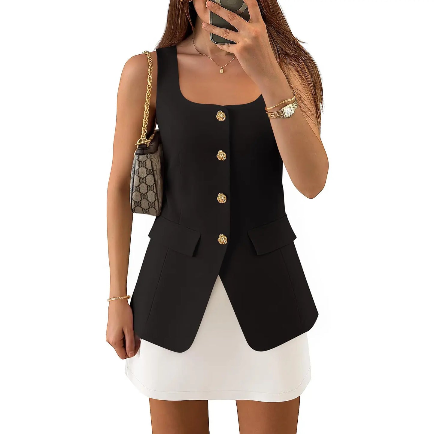 Elevate Your Style with the ZESICA Women's 2025 Summer Casual Sleeveless Blazer Vest - Perfect for Work and Play!